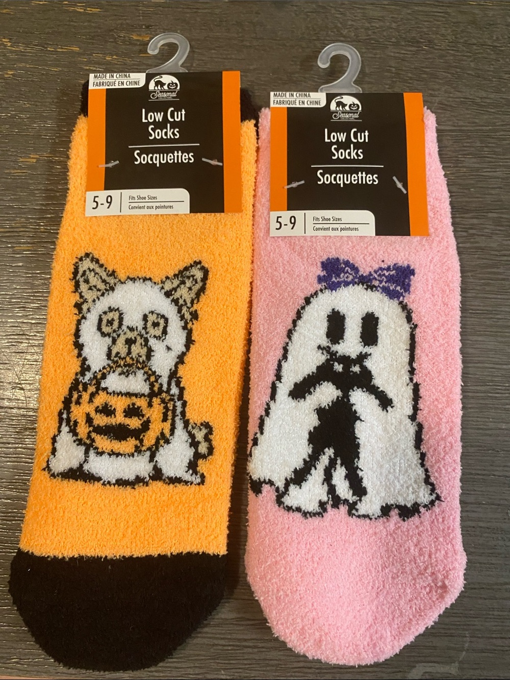 Low Cut Cozy Halloween Socks - Orange & Pink